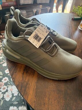 adidas Men’s Olive Green Mesh Athletic Sneakers